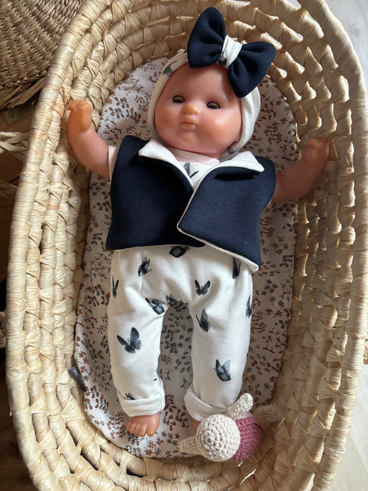 Ensemble salopette et gilet poupon 36cm